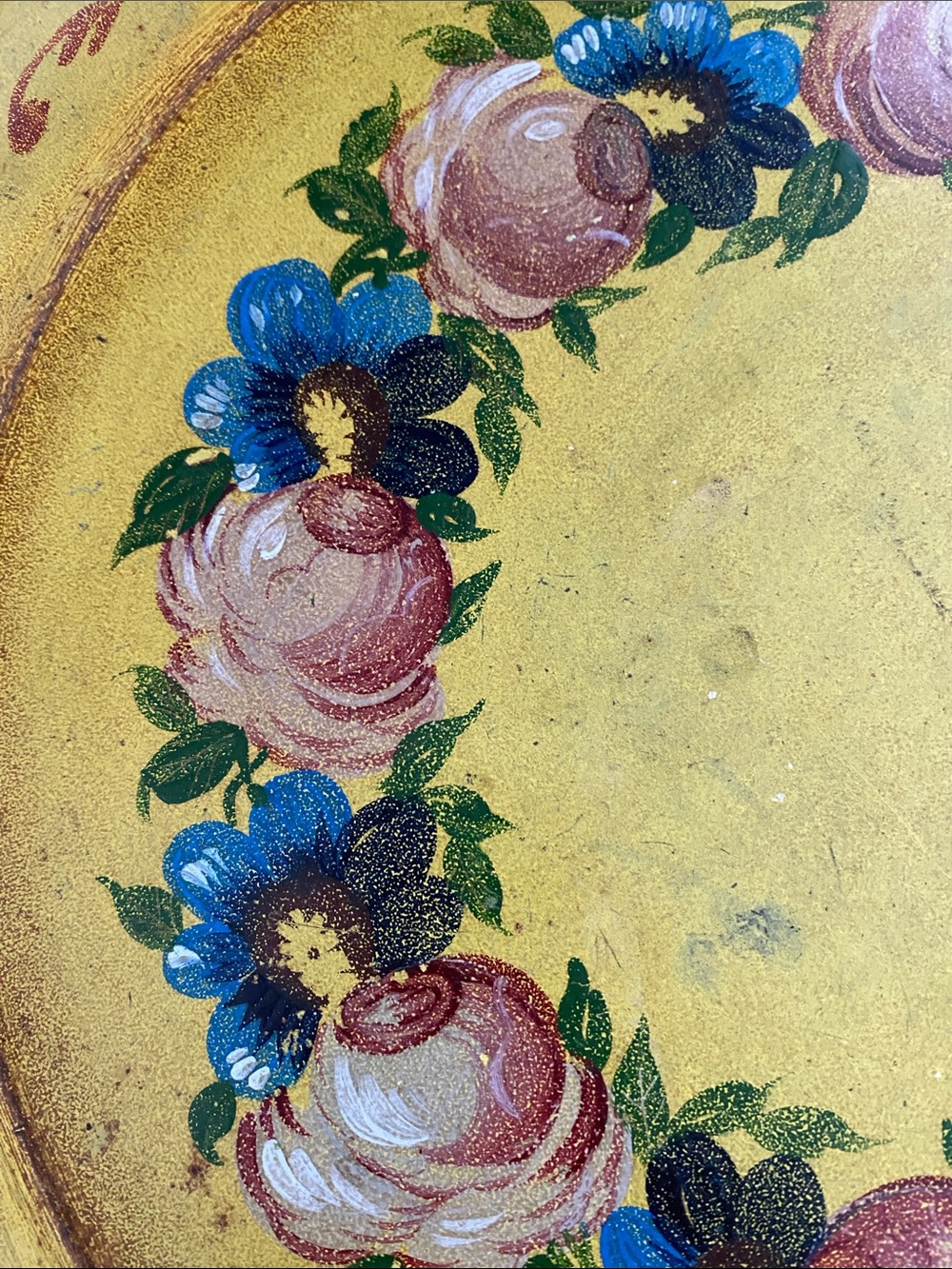 💐Vintage Hand-Painted Yellow Floral Decorative Tray - Picture 3 of 10